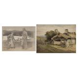 TWO 19TH CENTURY BRITISH WORKS ON PAPER. [2].