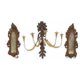 3 Antique Carved & Gilt Decorated Sconces.
