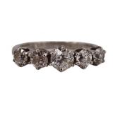 JEWELRY. 5 Stone Old European Cut Diamond Ring.