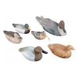 Group of Carved Wooden Ducks 6 Pieces