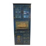 Vintage Nautical Paint Decorated Desk / Cabinet.