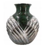 SILVERPLATE. Large Los Castillo Turquoise Vase.