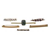 JEWELRY. (6) Assorted Gold Bar Pins Inc. Mikimoto.