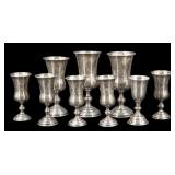 JUDAICA. Collection of (9) Sterling Kiddush Cups.