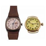 JEWELRY. Gruen 14K Gold Trench Watch.