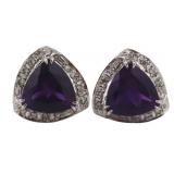 JEWELRY. Pair of Signed 14kt Gold, Amethyst and