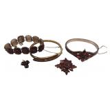 JEWELRY. Collection of Antique Garnet Jewelry.