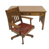 STICKLEY AUDI  Oak Arts & Crafts Style Desk &