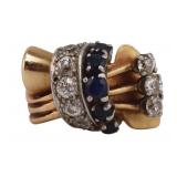 JEWELRY. Vintage Sapphire and Diamond Ring.