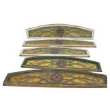 Lot Of 5 Antique Arch Top Leaded Glass Windows .