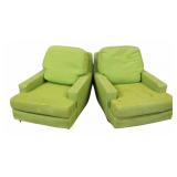 DUNBAR Signed Pair Of Upholstered Lounge Chairs