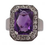 JEWELRY. 14kt Gold, Amethyst and Diamond Ring.