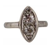JEWELRY. 12kt Gold and Diamond Navette Ring.