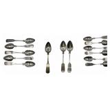 SILVER. (14) 19th C American Coin Silver Spoons.