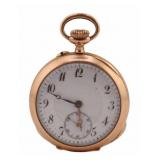 JEWELRY. Swiss 14kt Gold Open Face Pocket Watch.