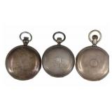 (3) Assorted Coin Silver Pocket Watches.
