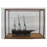 Vintage Model Ship In Showcase.