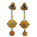 JEWELRY. Victorian 9ct Gold and Turquoise Earrings