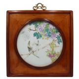 Signed Chinese Enamel Decorated Plaque of Birds