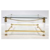 A Modern Gilt Metal & Acrylic Coffee Table