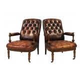 A Pair Of Fine Vintage English Leather Lounge