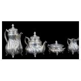 SILVER. (4) Pc. German .800 Silver Tea Service.