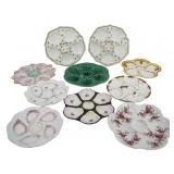 10 Assorted Porcelain Oyster Plates.