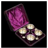 SILVER. Cased Victorian English Silver Salt Cellar