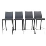 Set of 4 Modernist Leather & Chrome Stools.