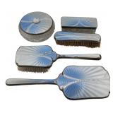 STERLING. 5 Pc. Gladwin Ltd. Guilloche Enamel and