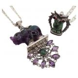 JEWELRY. 2 Carved Animal Pendants on Chain.