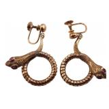 JEWELRY. Pair of Signed English 9ct Gold Snake