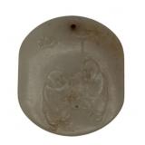 Chinese White Jade Carved Pendant of Festival