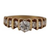 JEWELRY. 14kt Gold and 0.50ct OEC Diamond Ring.