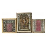 Lot Of 3 Leaded & Stained Glass Windows.