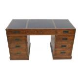 Vintage Mahogany Leathertop Campaign Style Desk.