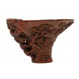 Chinese Hardwood Carved Libation Cup.