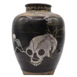 Japanese Satsuma Skeleton Enamel Decorated Vase.