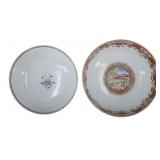 (2) Chinese Export Punch Bowls One with Repairs.