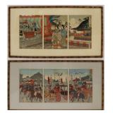 (2) Nobukazu Japanese Woodblock Print Triptyches.