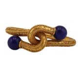 JEWELRY. Etruscan Revival Gold and Lapis Bracelet.