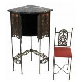 After Oscar Bach Bronze Marbletop Telephone Stand