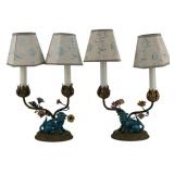 Pair of Chinese Turquoise Glaze Foo Lions as Lamps