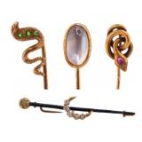 JEWELRY (4) Stickpins & Pins Inc. Serpents.