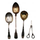 SILVER. Collection of (4) Silver Serving Utensils.