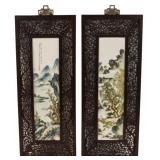(2) Framed Chinese Enamel Plaques, (1) Sgnd.