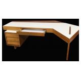 Midcentury Desk Shaped Laminate Top Desk.