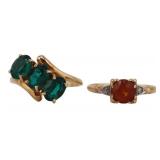 JEWELRY. (2) Vintage 10kt Gold and Gem Rings.
