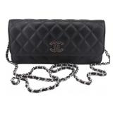 COUTURE. Chanel Quilted Black Leather Wallet on