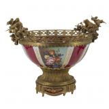 DRESDEN Large Bronze Mounted Porcelain Centerpiece